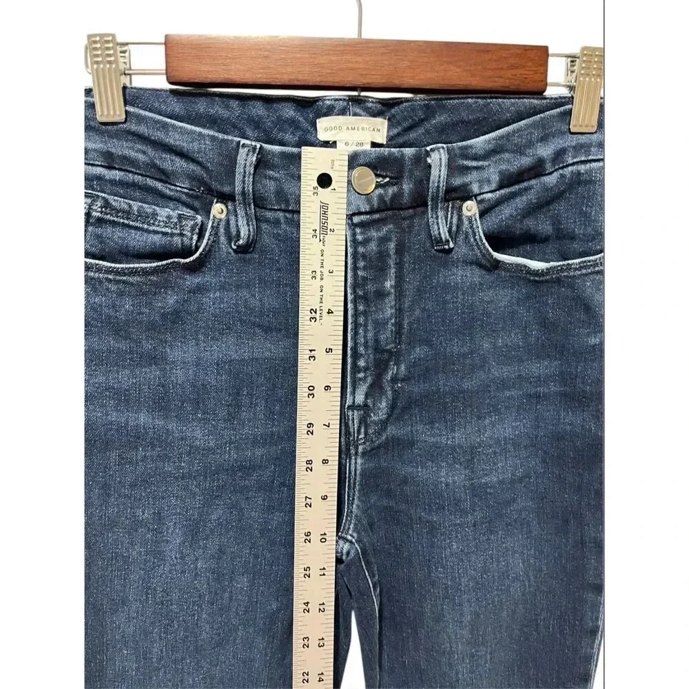 Good American Women's Good Leg High Rise Skinny Jeans Size 6/28 Blue Stretch - Picture 5 of 6